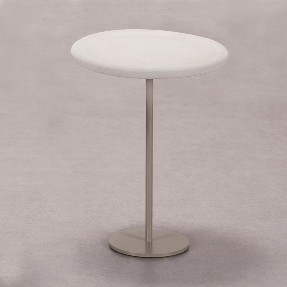 Mesa lateral Moet  - Cimento Areia__Fendi -- Alta Redonda